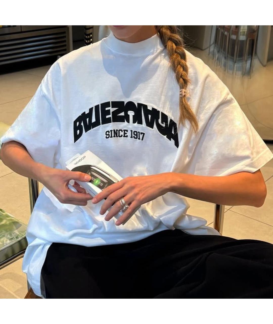 BALENCIAGA Белая хлопковая футболка, фото 3