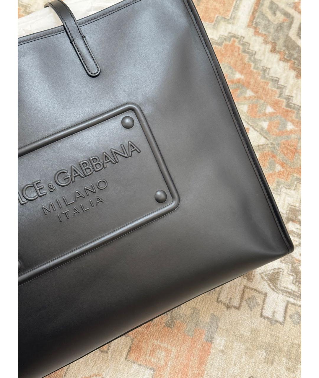 DOLCE&GABBANA Черная кожаная сумка тоут, фото 4