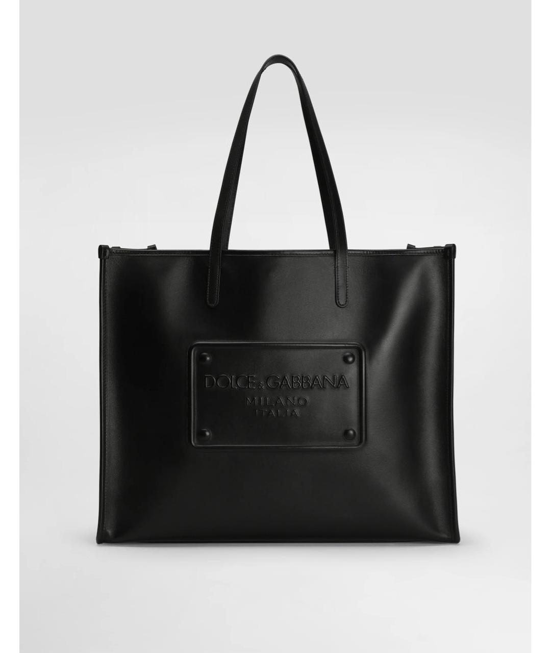 DOLCE&GABBANA Черная кожаная сумка тоут, фото 9