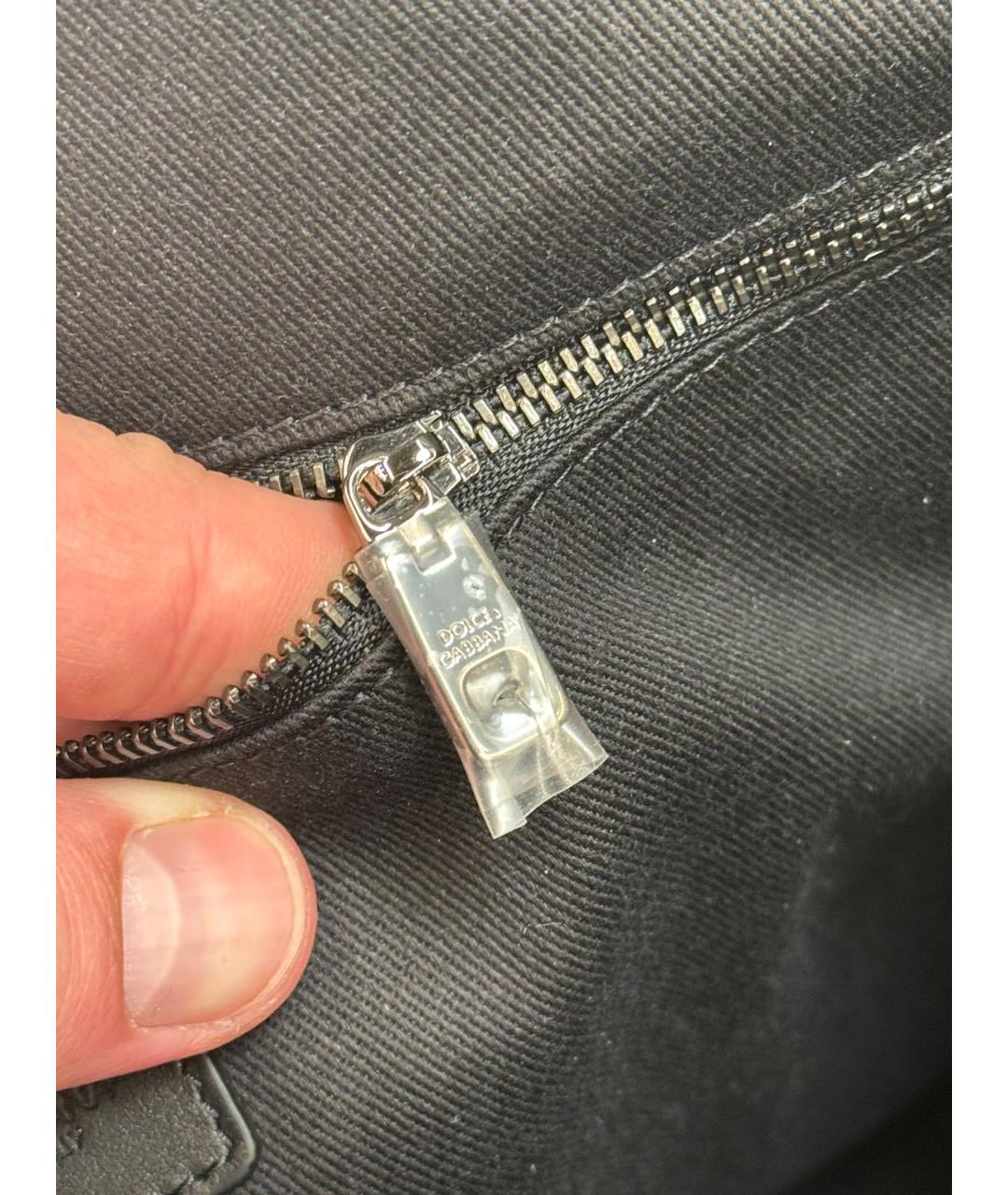DOLCE&GABBANA Черная кожаная сумка тоут, фото 8