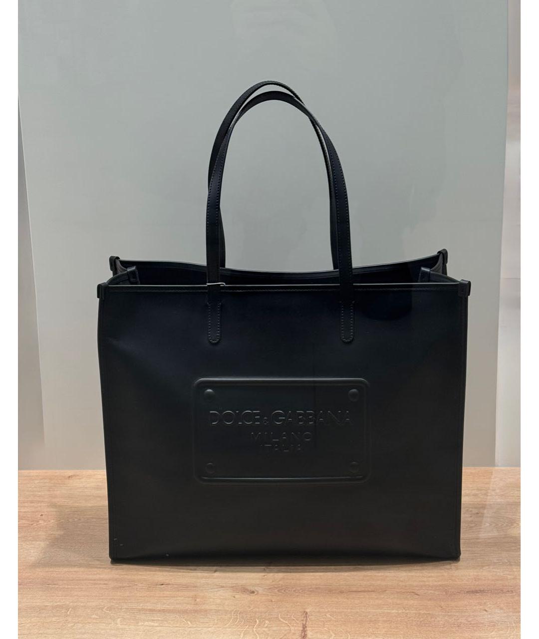 DOLCE&GABBANA Черная кожаная сумка тоут, фото 3