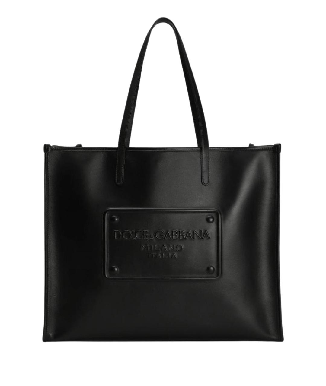 DOLCE&GABBANA Черная кожаная сумка тоут, фото 1