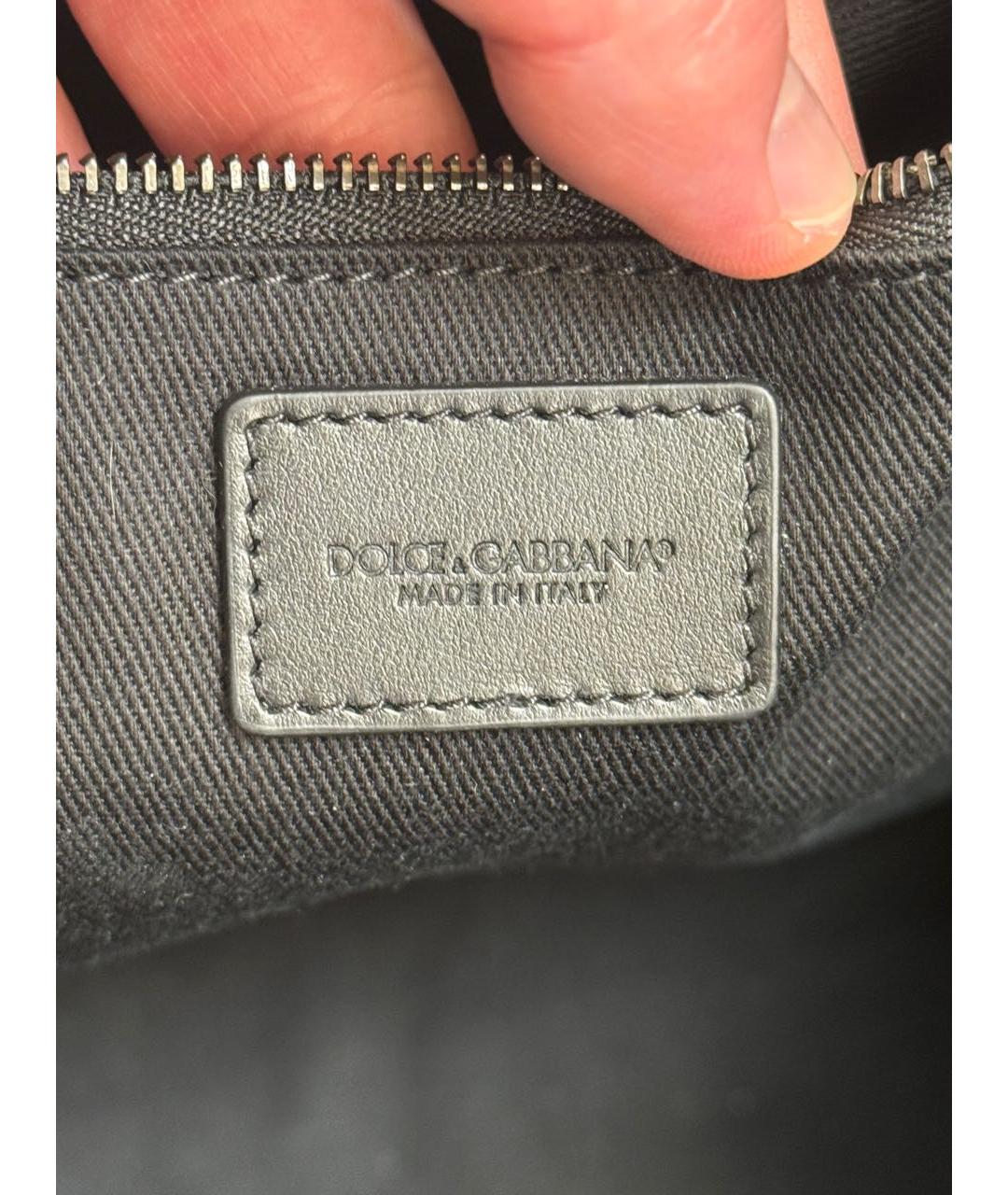 DOLCE&GABBANA Черная кожаная сумка тоут, фото 7