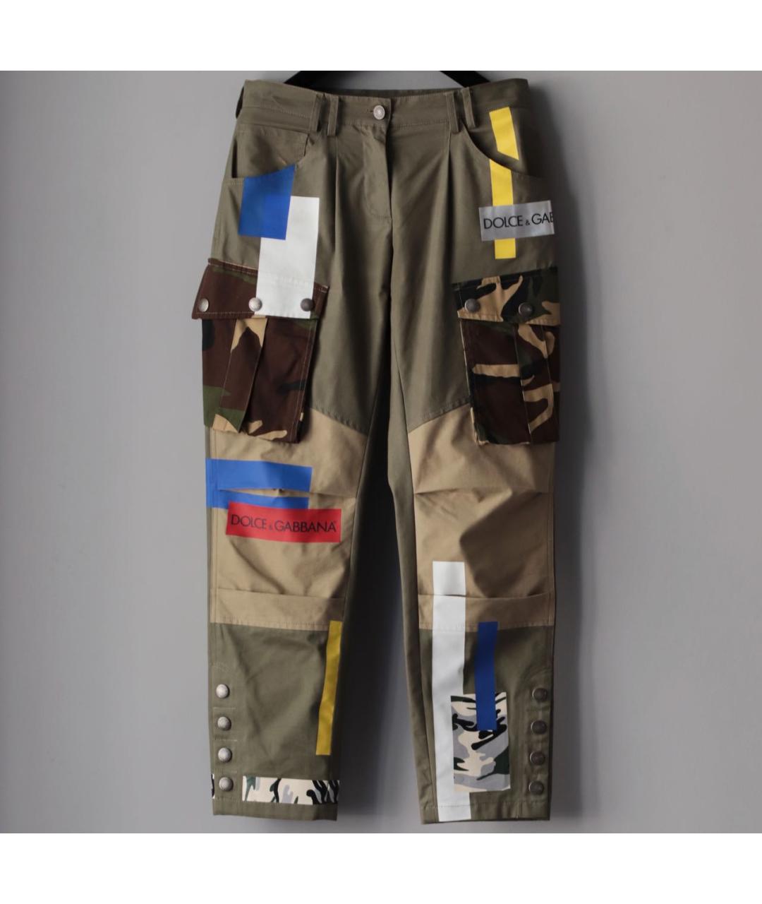 DOLCE&GABBANA Мульти хлопковые прямые брюки, фото 2