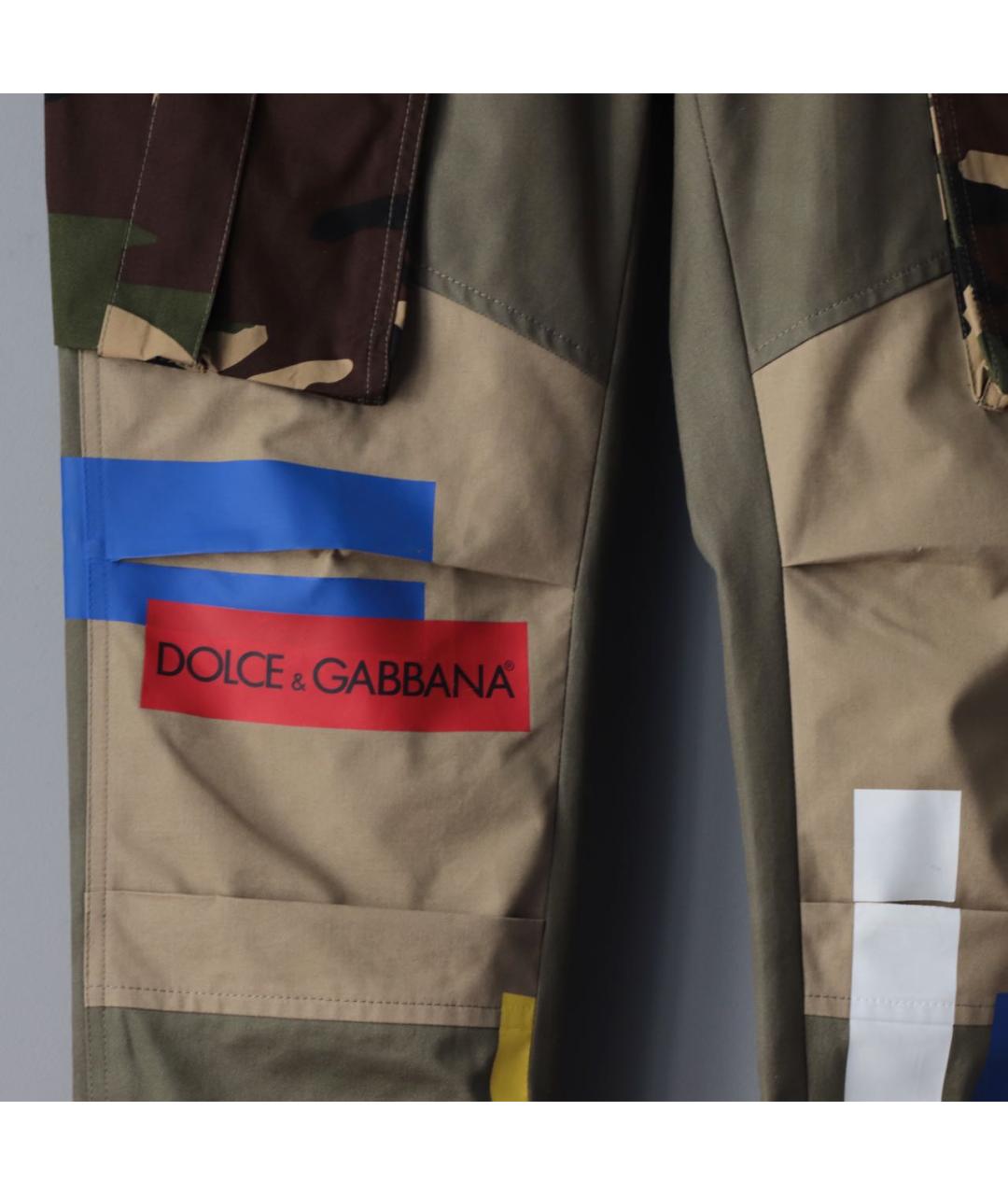 DOLCE&GABBANA Мульти хлопковые прямые брюки, фото 5