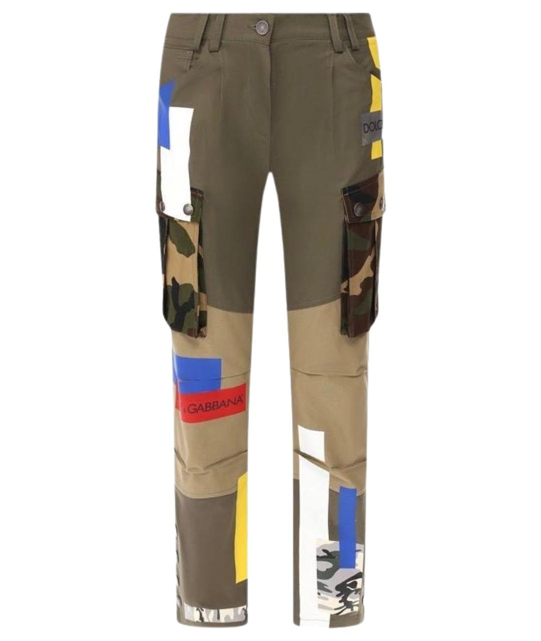 DOLCE&GABBANA Мульти хлопковые прямые брюки, фото 1