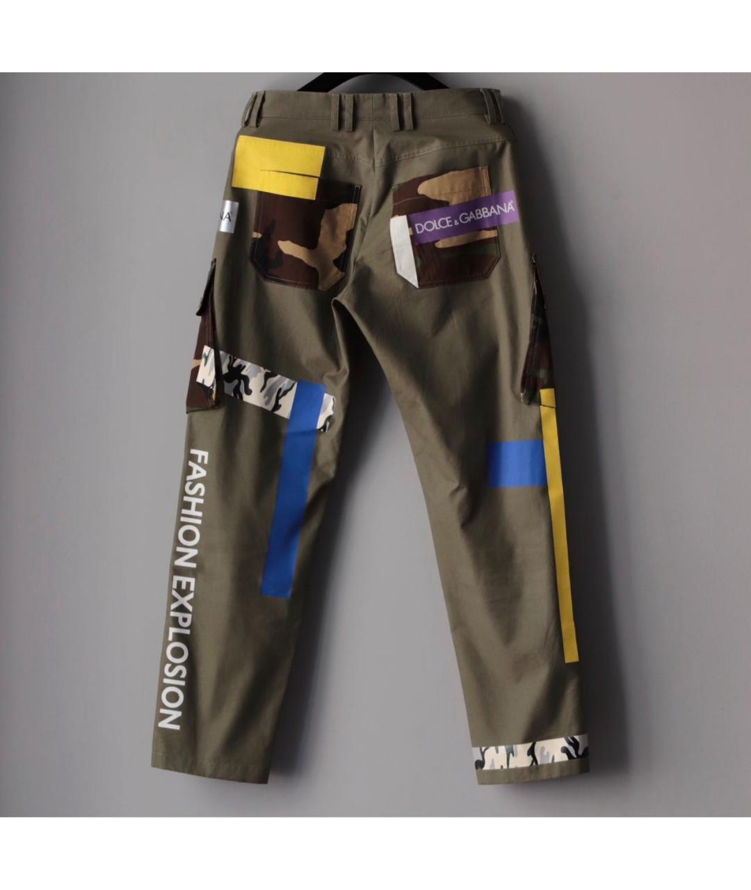 DOLCE&GABBANA Мульти хлопковые прямые брюки, фото 3