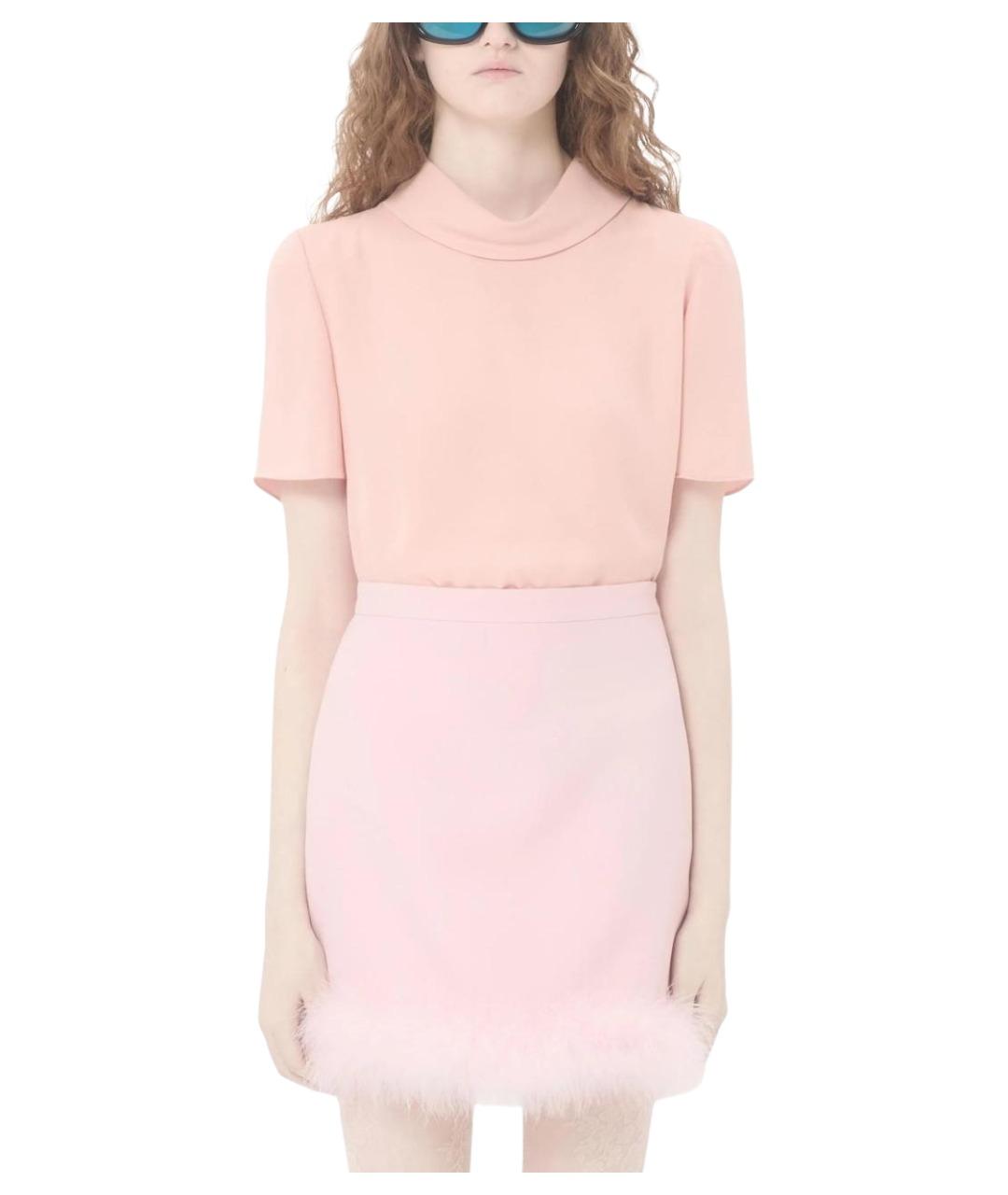 VALENTINO Розовая шелковая футболка, фото 3