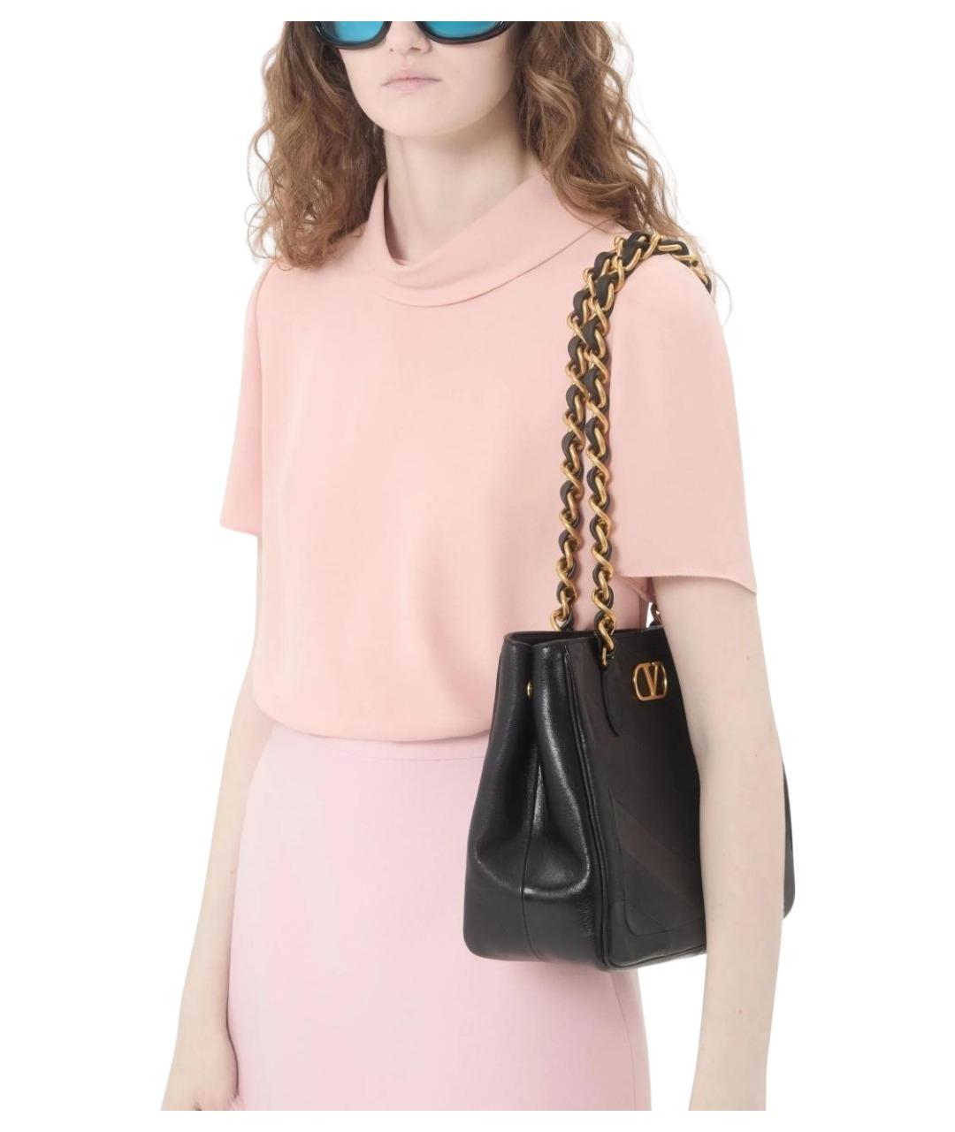 VALENTINO Розовая шелковая футболка, фото 4