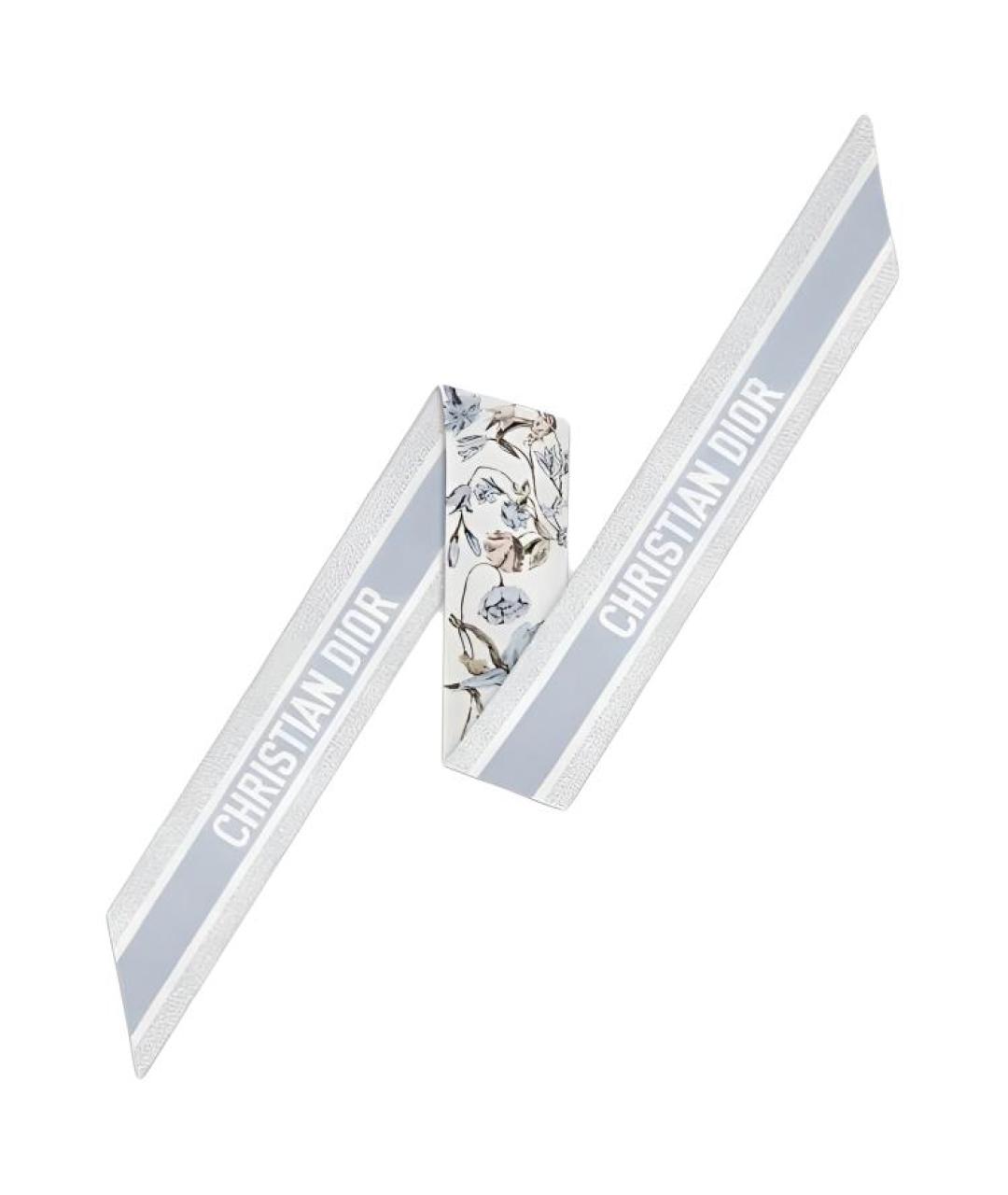 CHRISTIAN DIOR Голубой шелковый шарф, фото 2