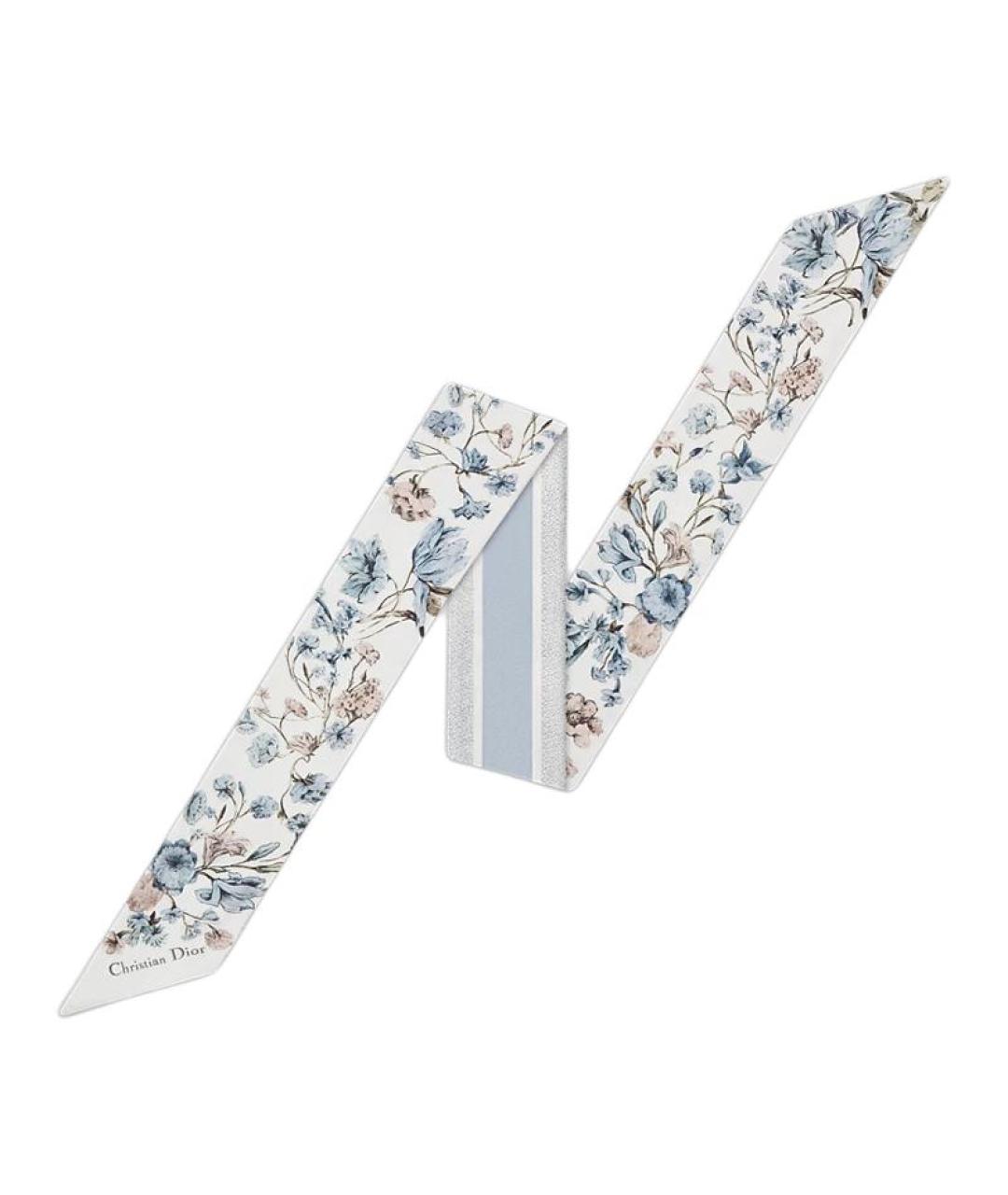 CHRISTIAN DIOR Голубой шелковый шарф, фото 1