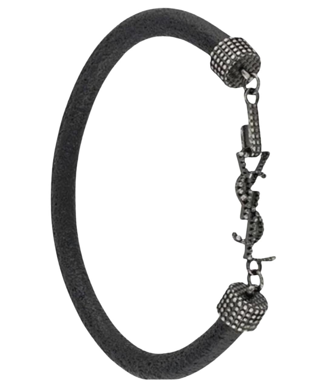 SAINT LAURENT Черный кожаный браслет, фото 1