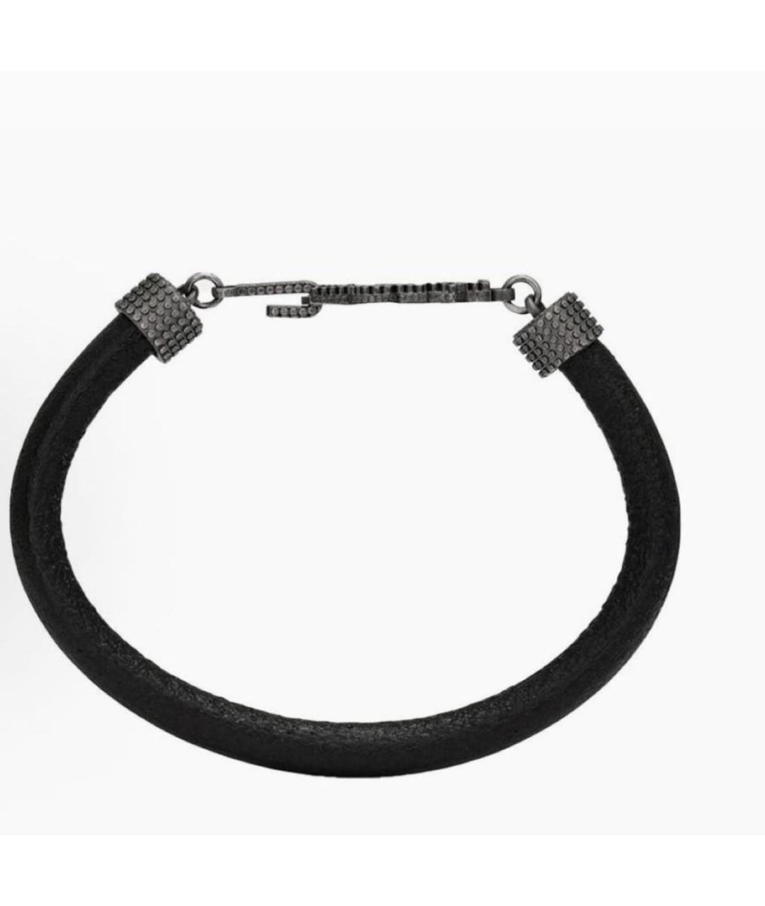 SAINT LAURENT Черный кожаный браслет, фото 2
