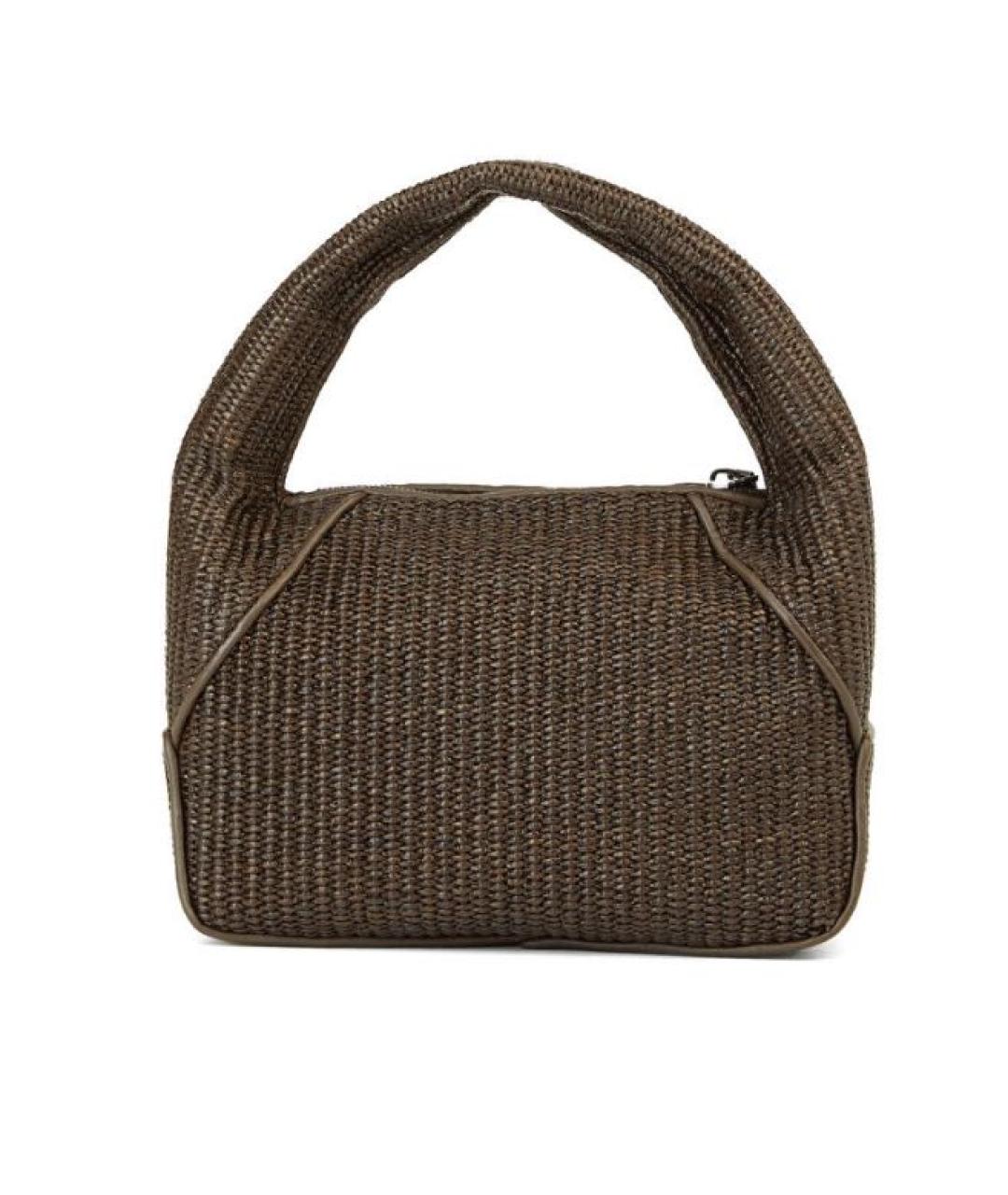 BRUNELLO CUCINELLI Коричневая хлопковая сумка с короткими ручками, фото 3