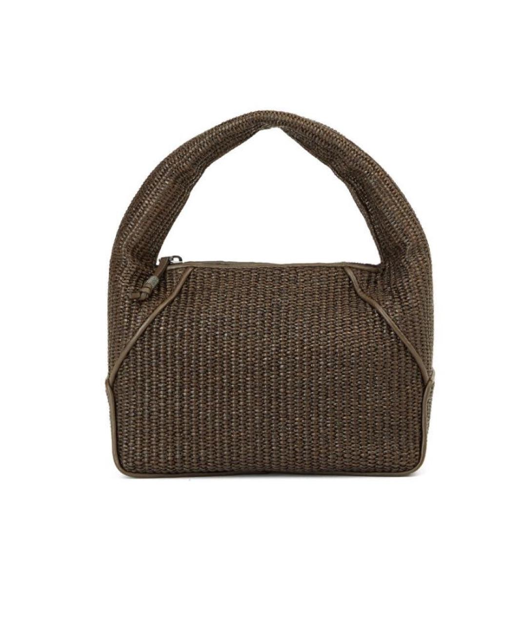 BRUNELLO CUCINELLI Коричневая хлопковая сумка с короткими ручками, фото 1