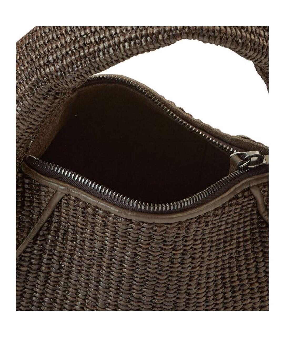 BRUNELLO CUCINELLI Коричневая хлопковая сумка с короткими ручками, фото 4