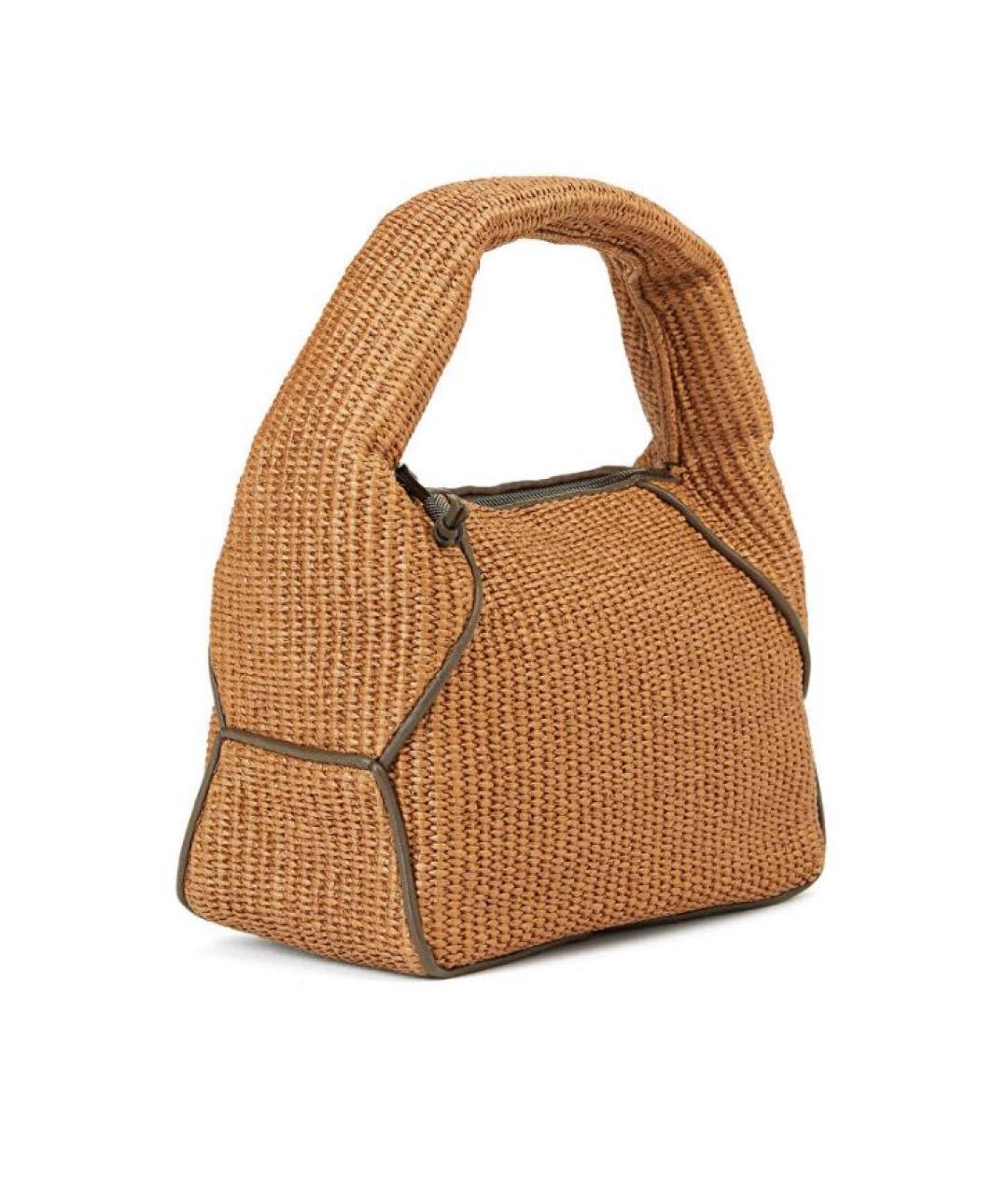 BRUNELLO CUCINELLI Горчичная хлопковая сумка с короткими ручками, фото 2