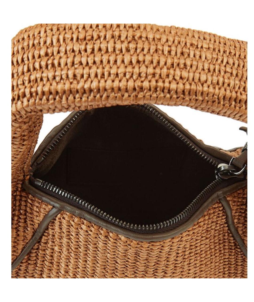 BRUNELLO CUCINELLI Горчичная хлопковая сумка с короткими ручками, фото 4