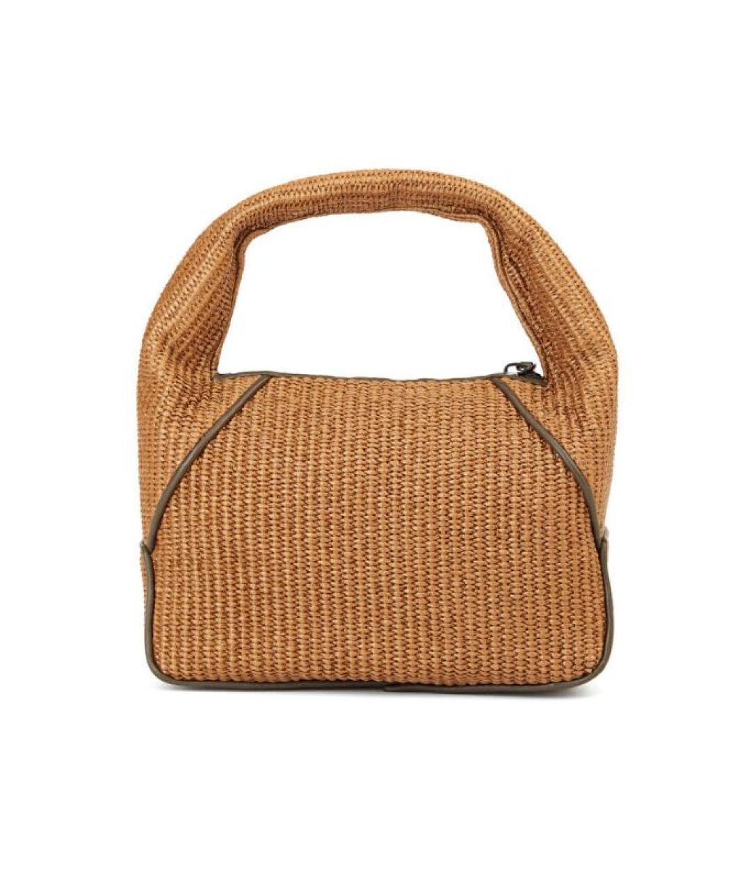 BRUNELLO CUCINELLI Горчичная хлопковая сумка с короткими ручками, фото 3