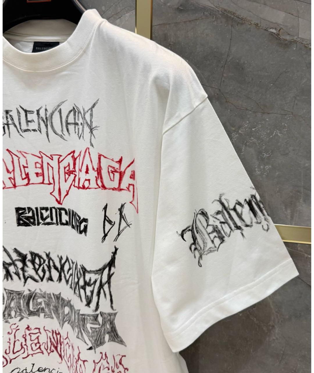 BALENCIAGA Белая хлопковая футболка, фото 4