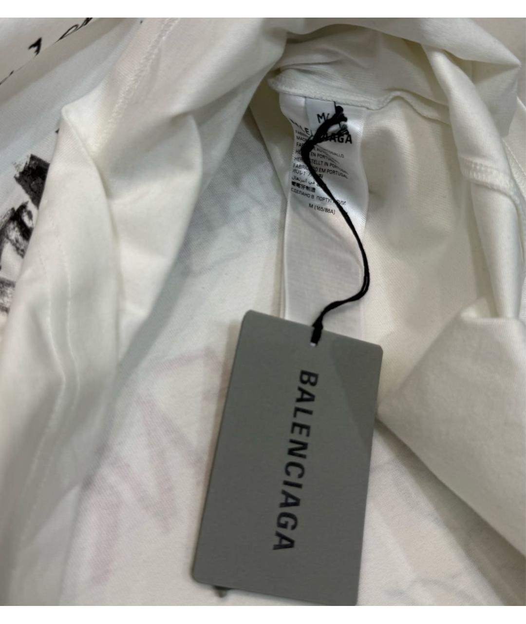 BALENCIAGA Белая хлопковая футболка, фото 6