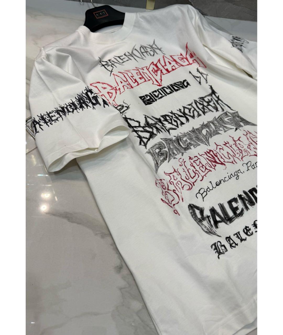 BALENCIAGA Белая хлопковая футболка, фото 7