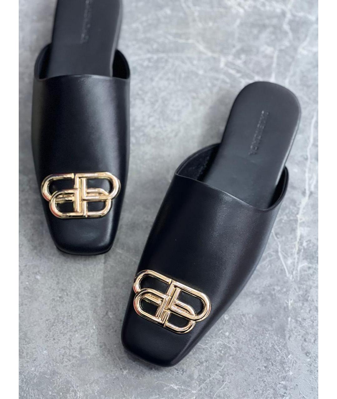 BALENCIAGA Черные кожаные сабо, фото 2
