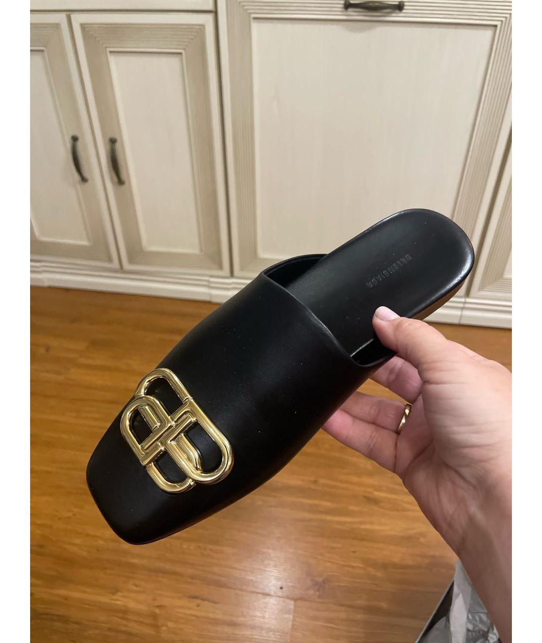 BALENCIAGA Черные кожаные сабо, фото 6