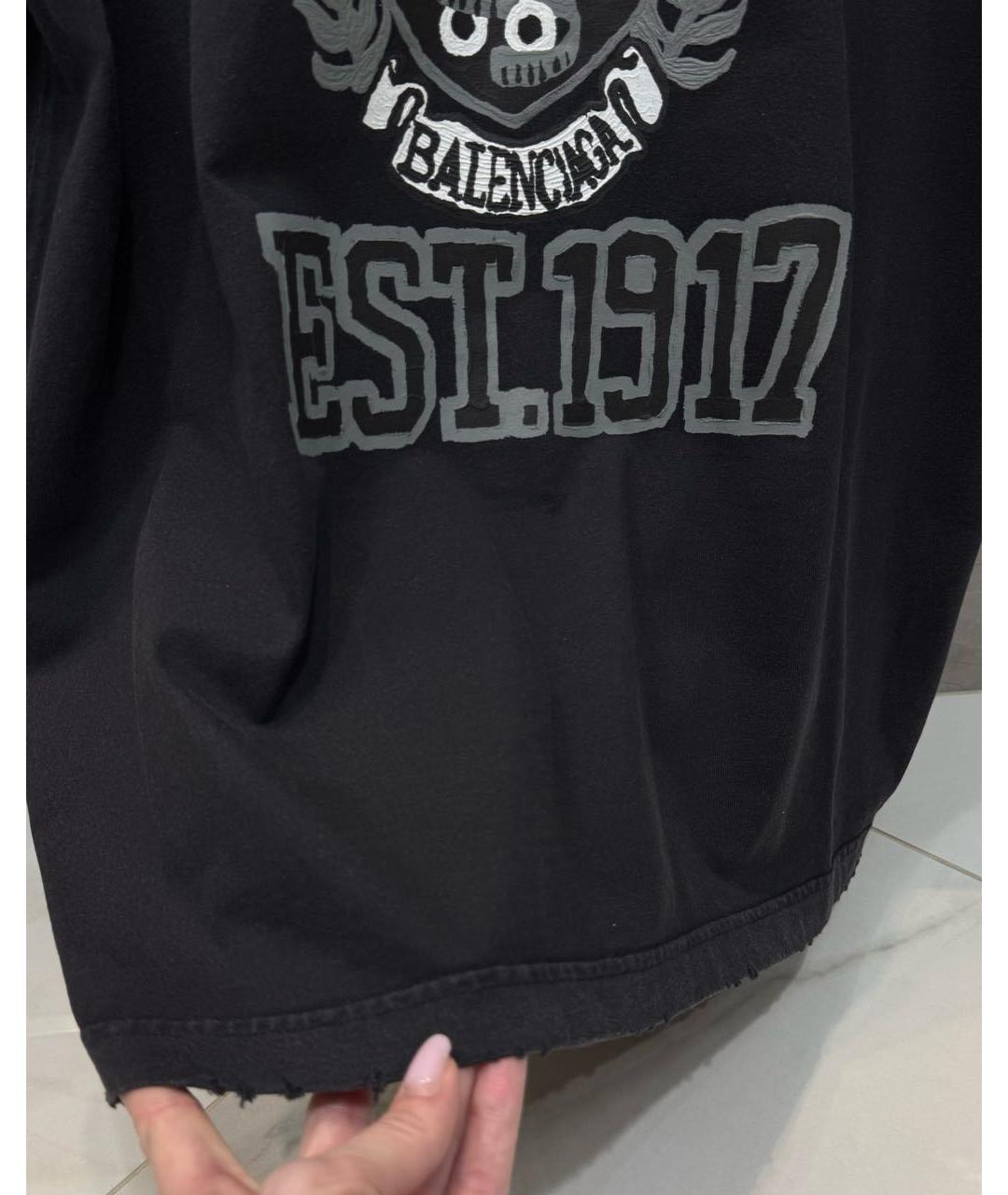 BALENCIAGA Черная хлопковая футболка, фото 7