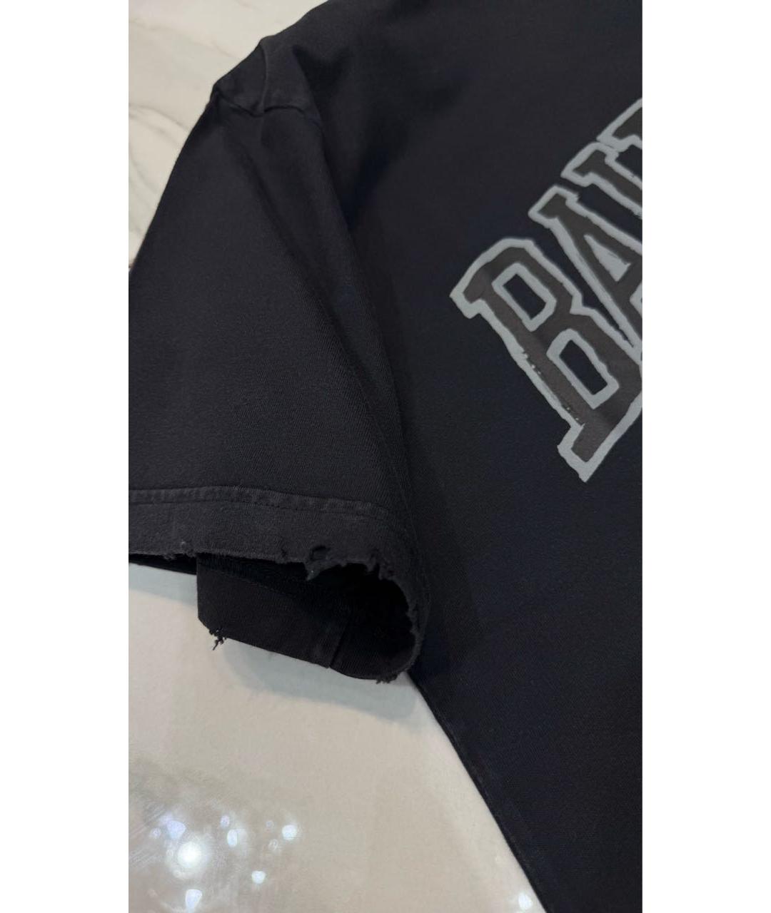 BALENCIAGA Черная хлопковая футболка, фото 5