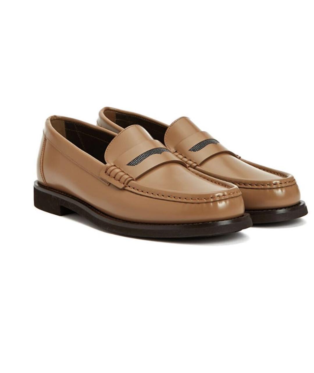 BRUNELLO CUCINELLI Горчичные кожаные лоферы, фото 2