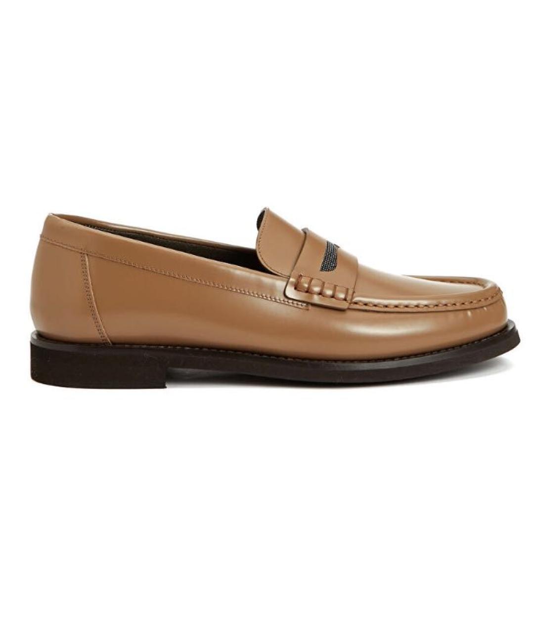 BRUNELLO CUCINELLI Горчичные кожаные лоферы, фото 1