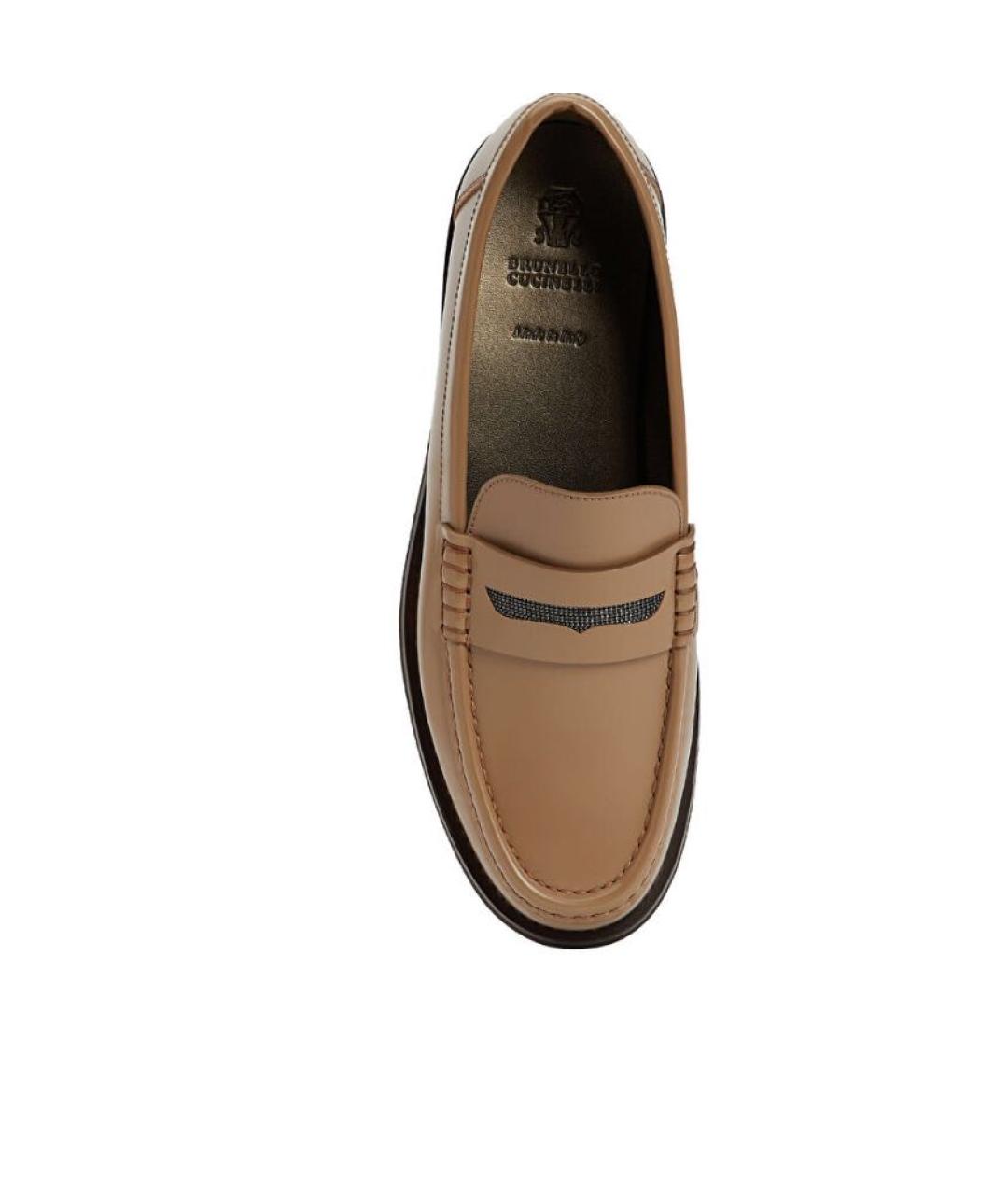 BRUNELLO CUCINELLI Горчичные кожаные лоферы, фото 3