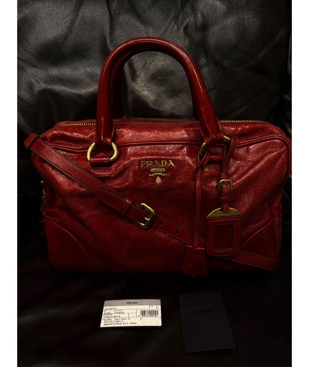 PRADA Красная кожаная сумка через плечо, фото 2
