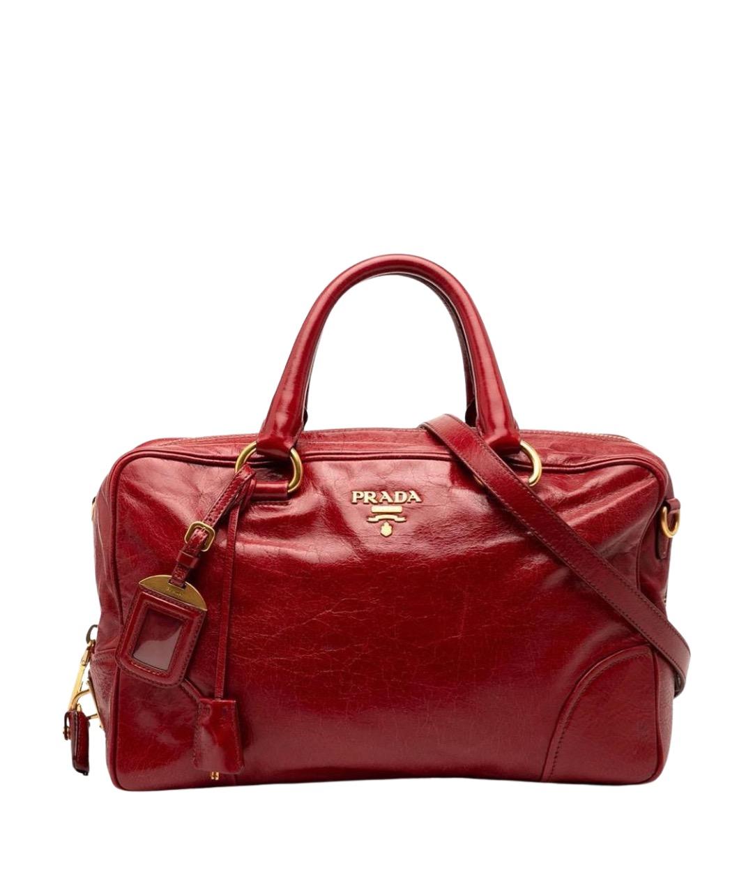 PRADA Красная кожаная сумка через плечо, фото 1