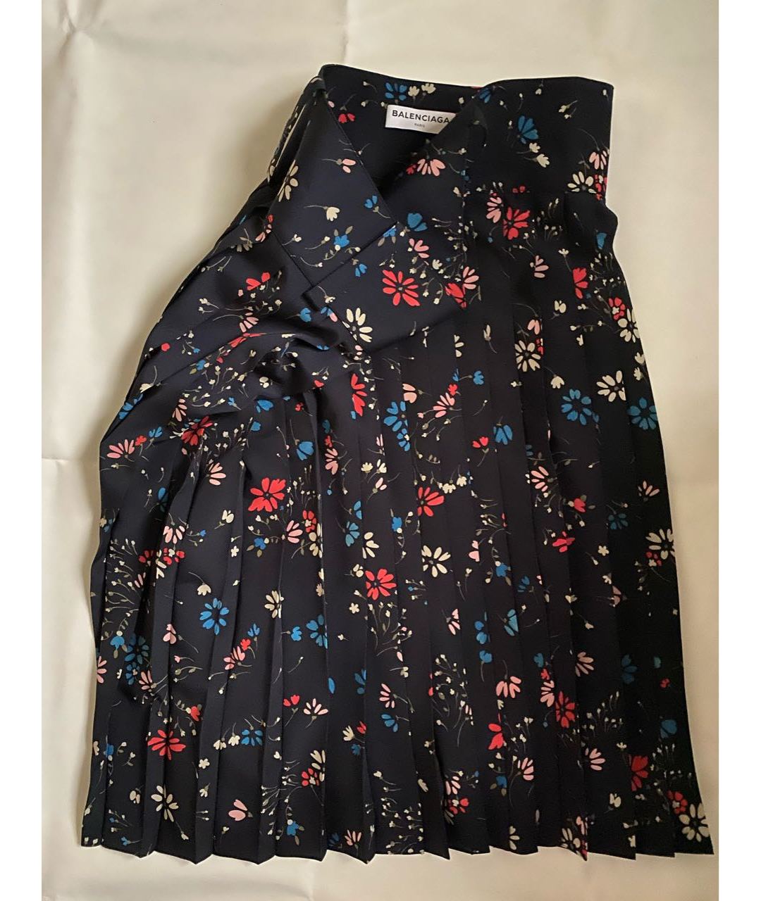 BALENCIAGA Темно-синяя шелковая юбка миди, фото 4
