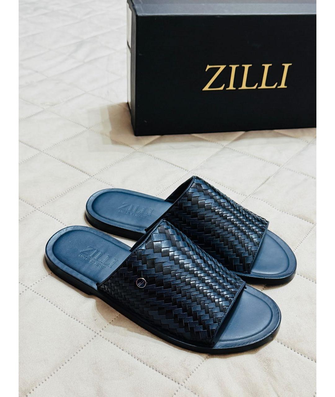 ZILLI Синие кожаные шлепанцы, фото 6
