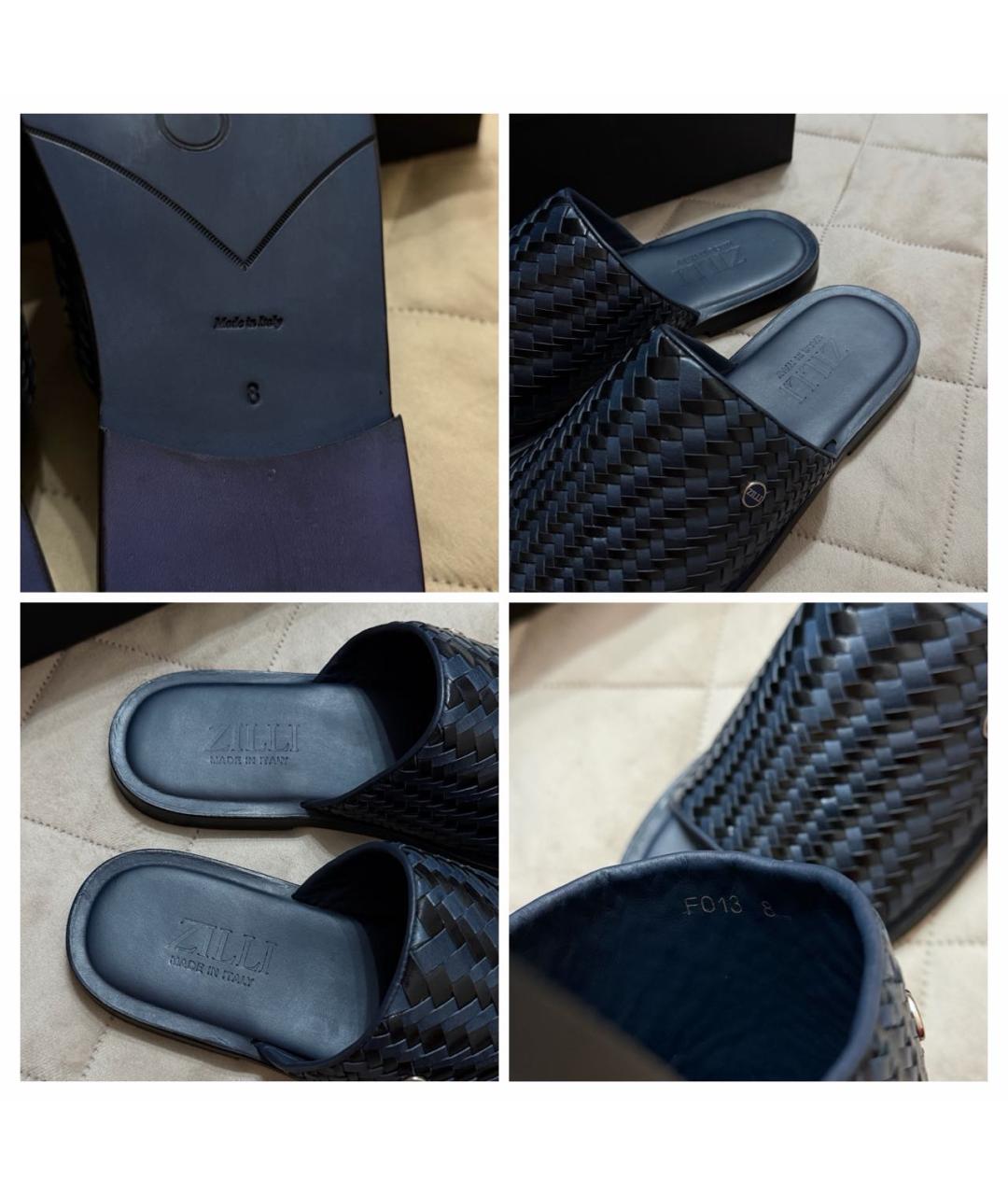 ZILLI Синие кожаные шлепанцы, фото 7