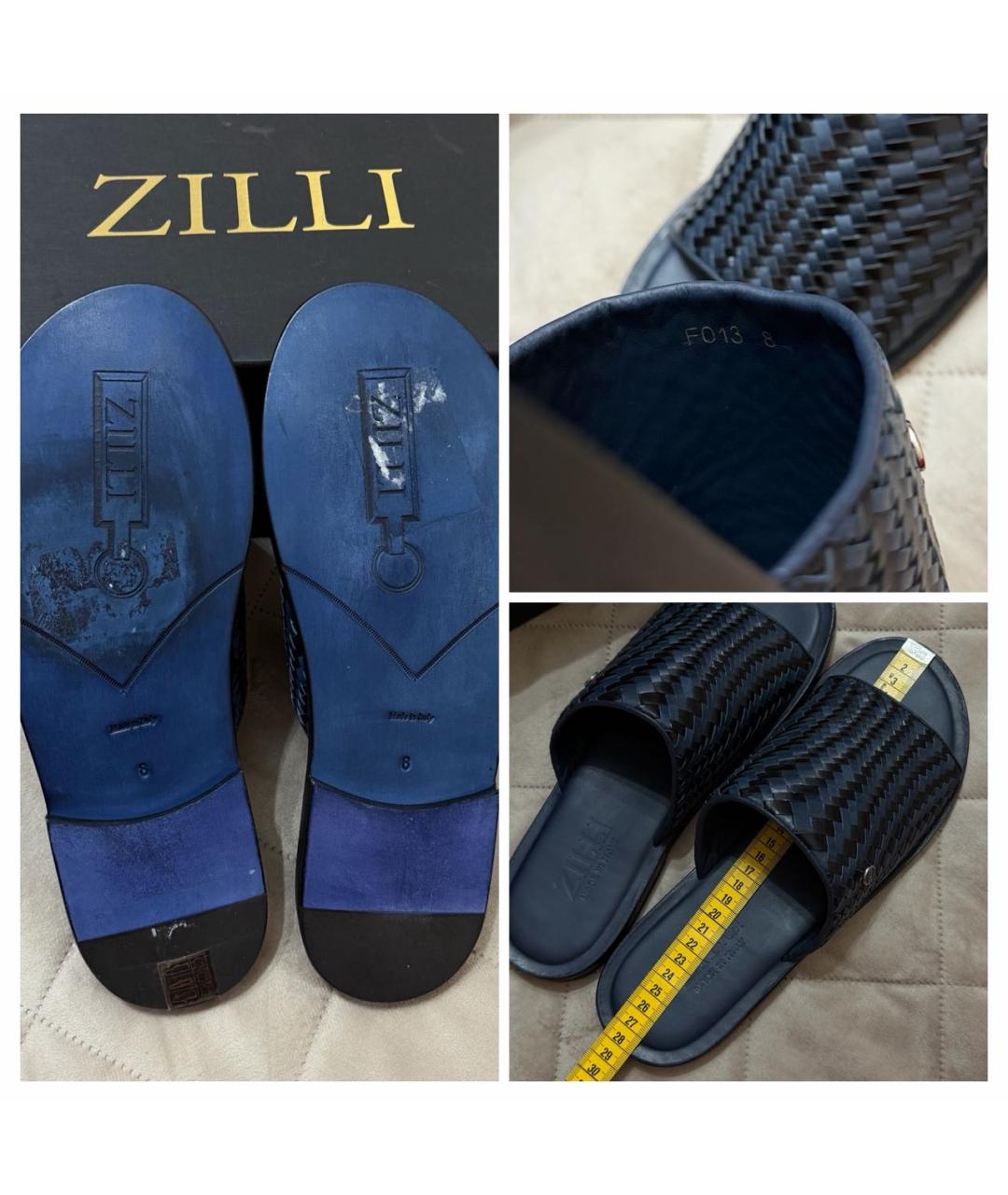 ZILLI Синие кожаные шлепанцы, фото 8