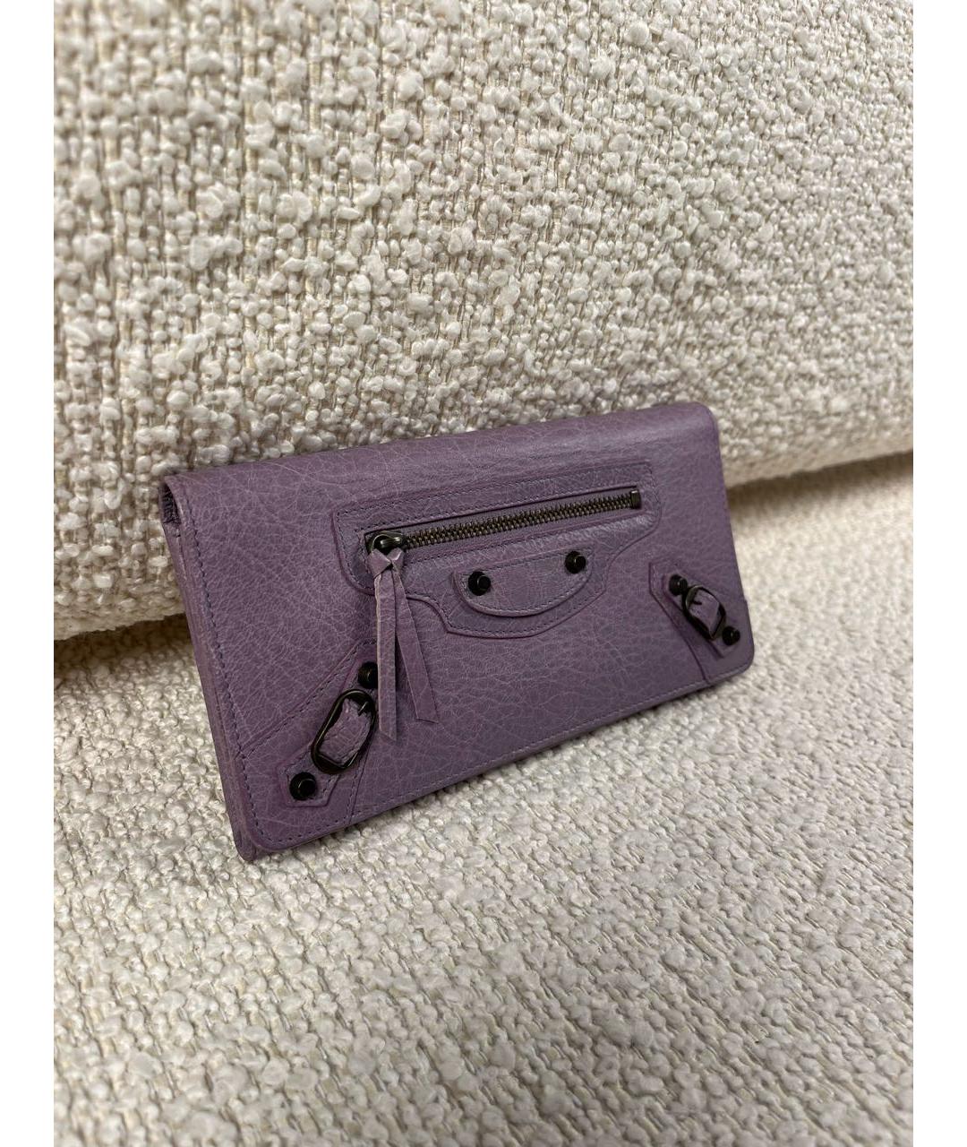 BALENCIAGA Фиолетовый кожаный кошелек, фото 2