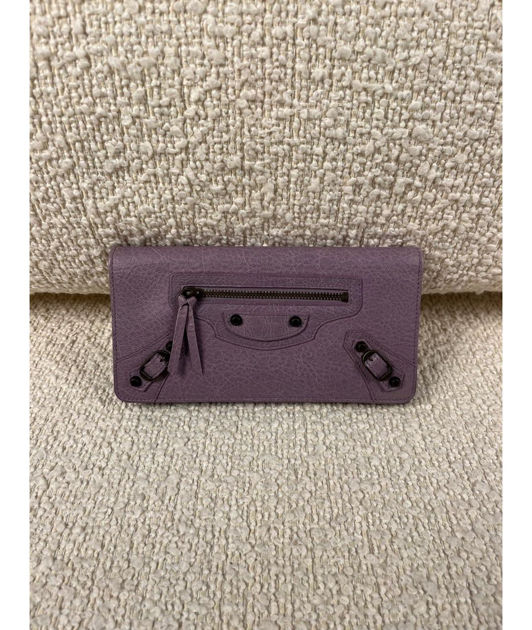 BALENCIAGA Фиолетовый кожаный кошелек, фото 9