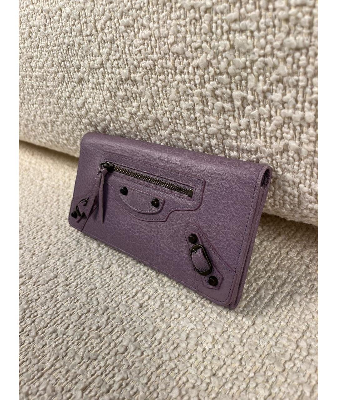 BALENCIAGA Фиолетовый кожаный кошелек, фото 5