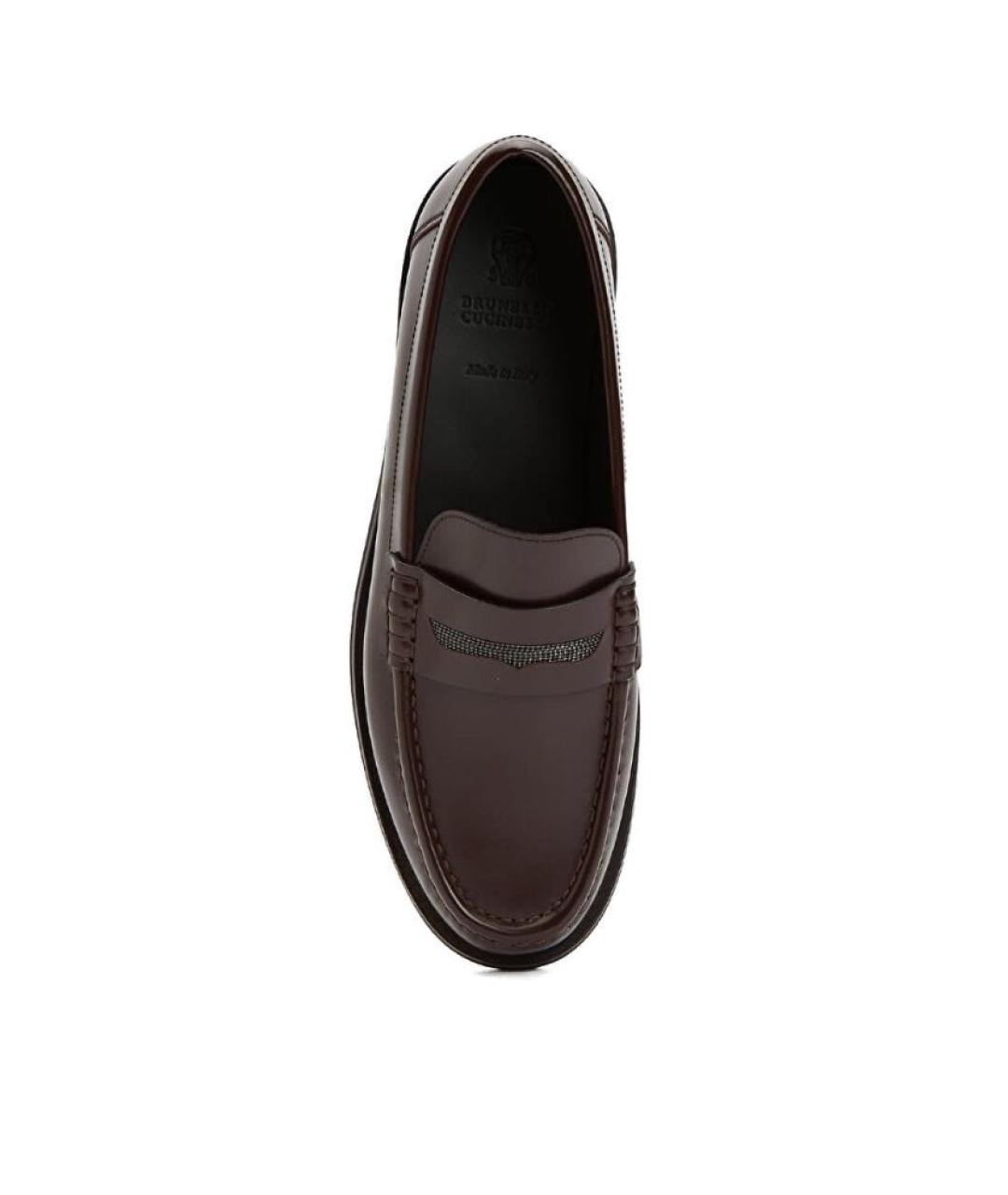 BRUNELLO CUCINELLI Бордовые кожаные лоферы, фото 4