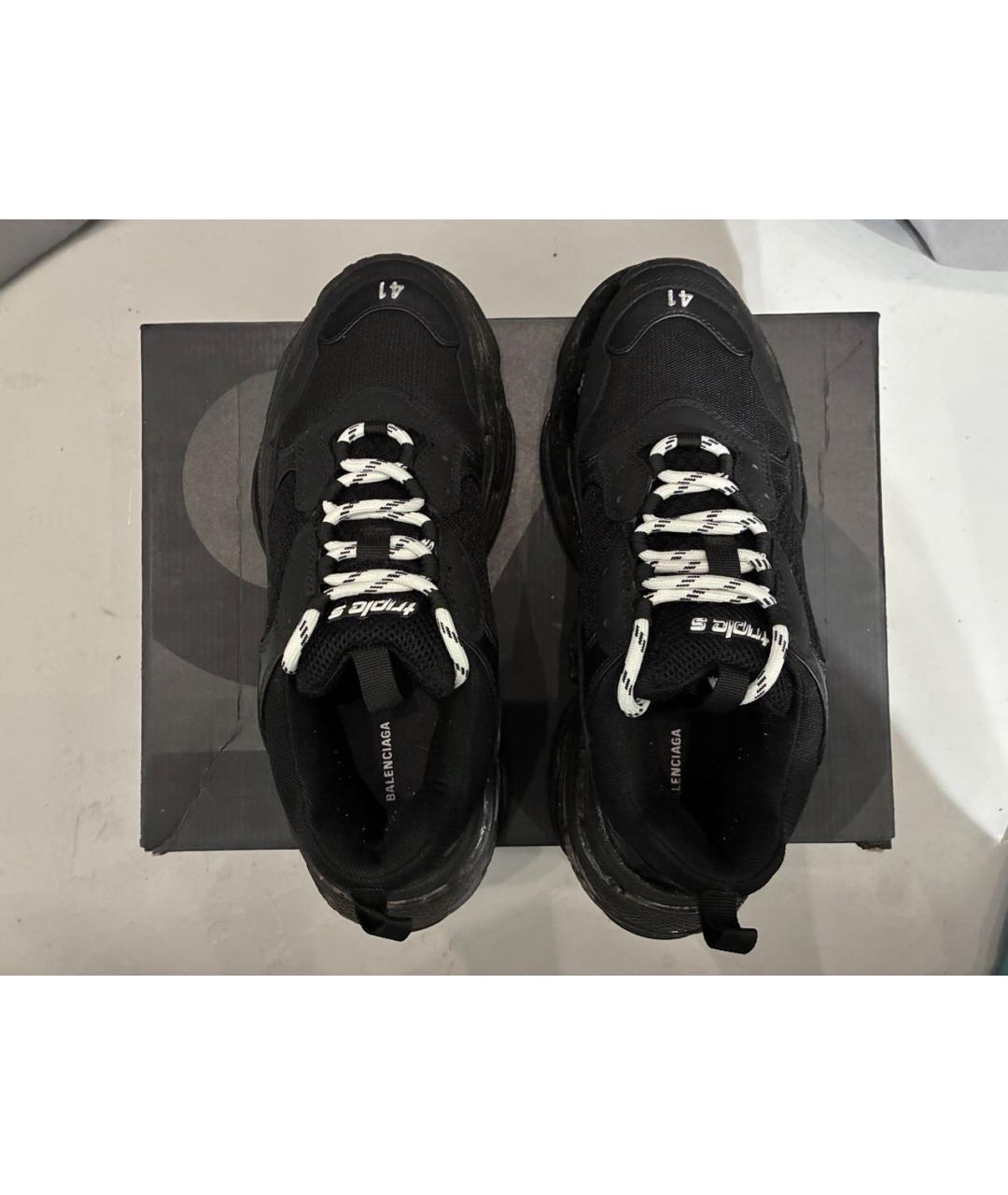 BALENCIAGA Черные текстильные низкие кроссовки / кеды, фото 3