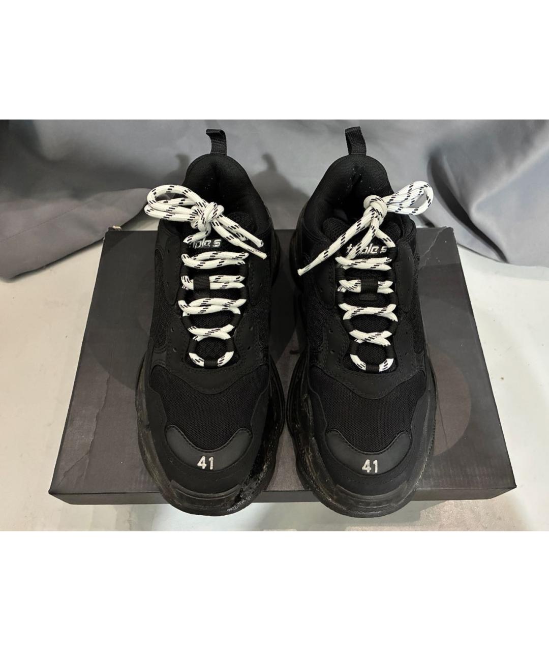 BALENCIAGA Черные текстильные низкие кроссовки / кеды, фото 2