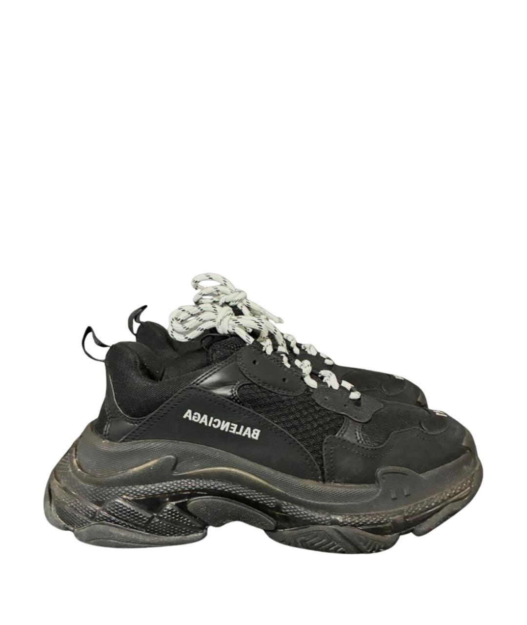 BALENCIAGA Черные текстильные низкие кроссовки / кеды, фото 1