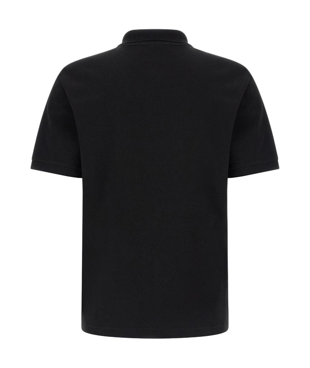 STONE ISLAND Черное хлопковое поло с коротким рукавом, фото 2