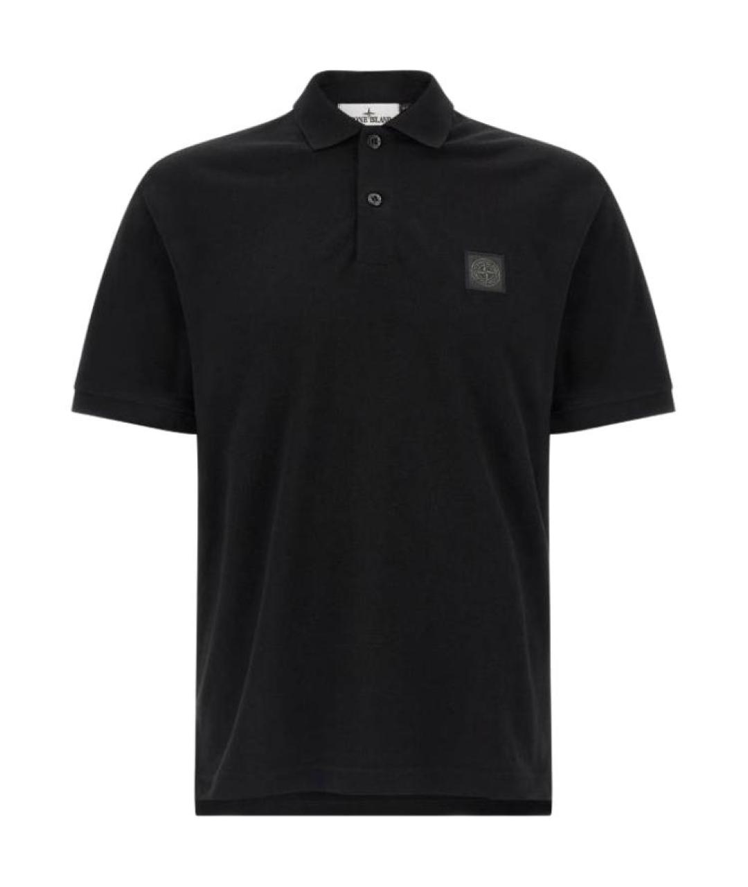 STONE ISLAND Черное хлопковое поло с коротким рукавом, фото 1
