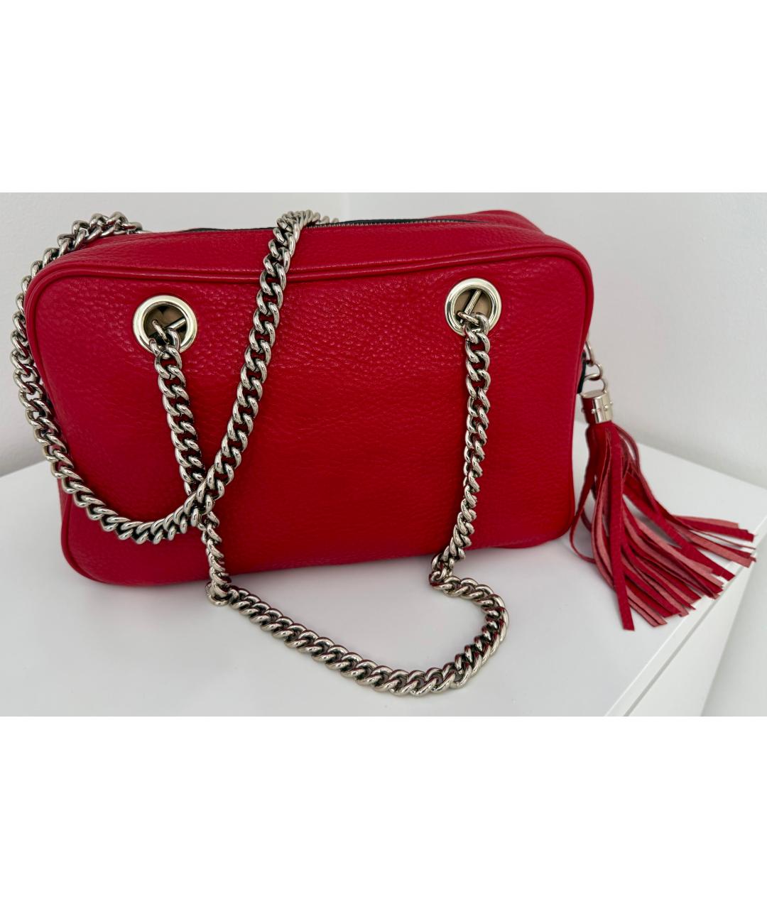 GUCCI Красная кожаная сумка через плечо, фото 7