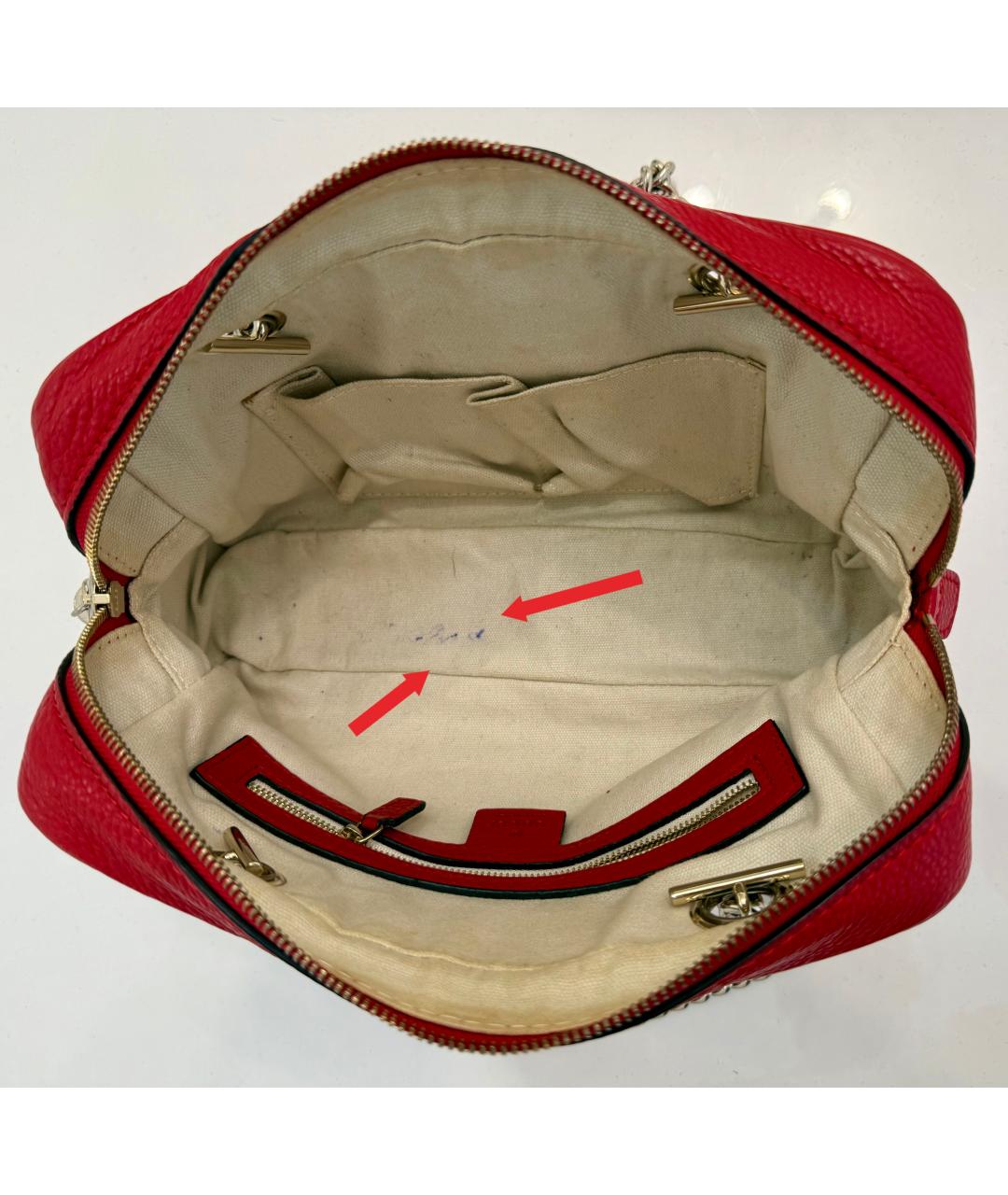 GUCCI Красная кожаная сумка через плечо, фото 4